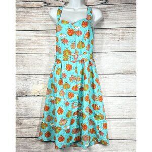 Modcloth Dress Womens Size M Multicolor Sleeveless Lady Bugs Flowers Pockets